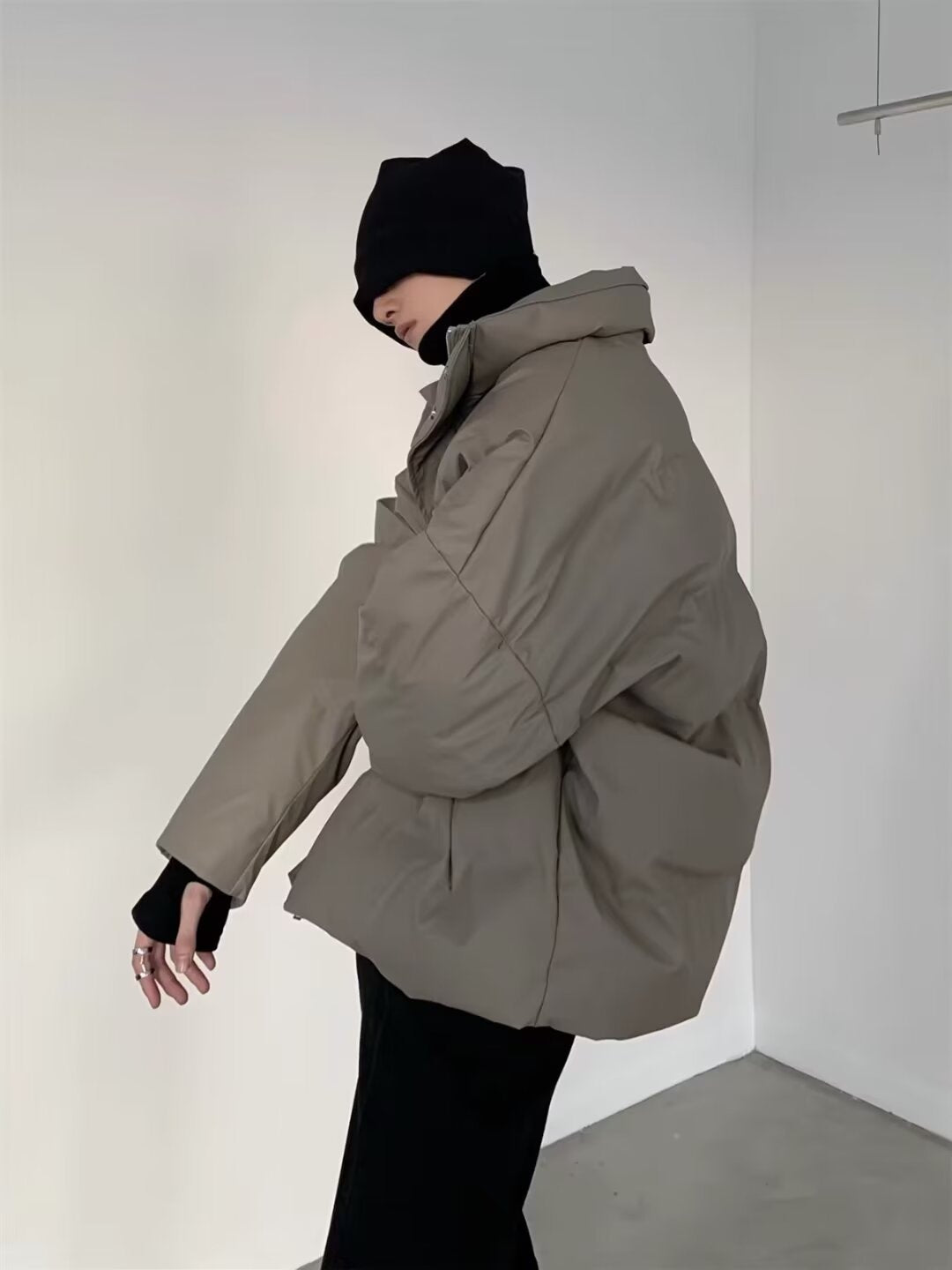 Unisex gefütterte Oversized-Jacke mit hohem Kragen Drune