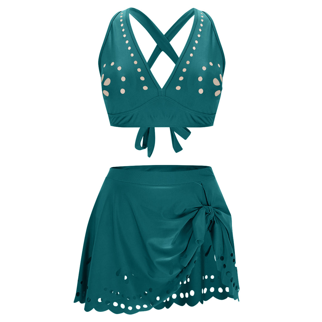 Damen Bade-Set mit Skirt und Kreuz-Trägern Drune