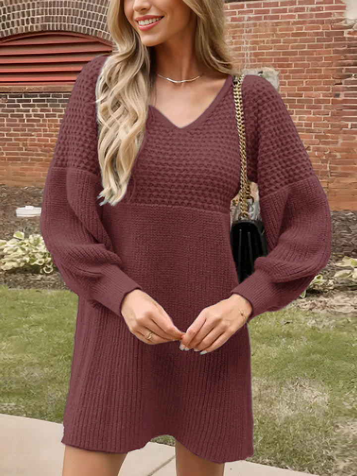 Damen Verspieltes Strickkleid mit Ballonärmeln Drune
