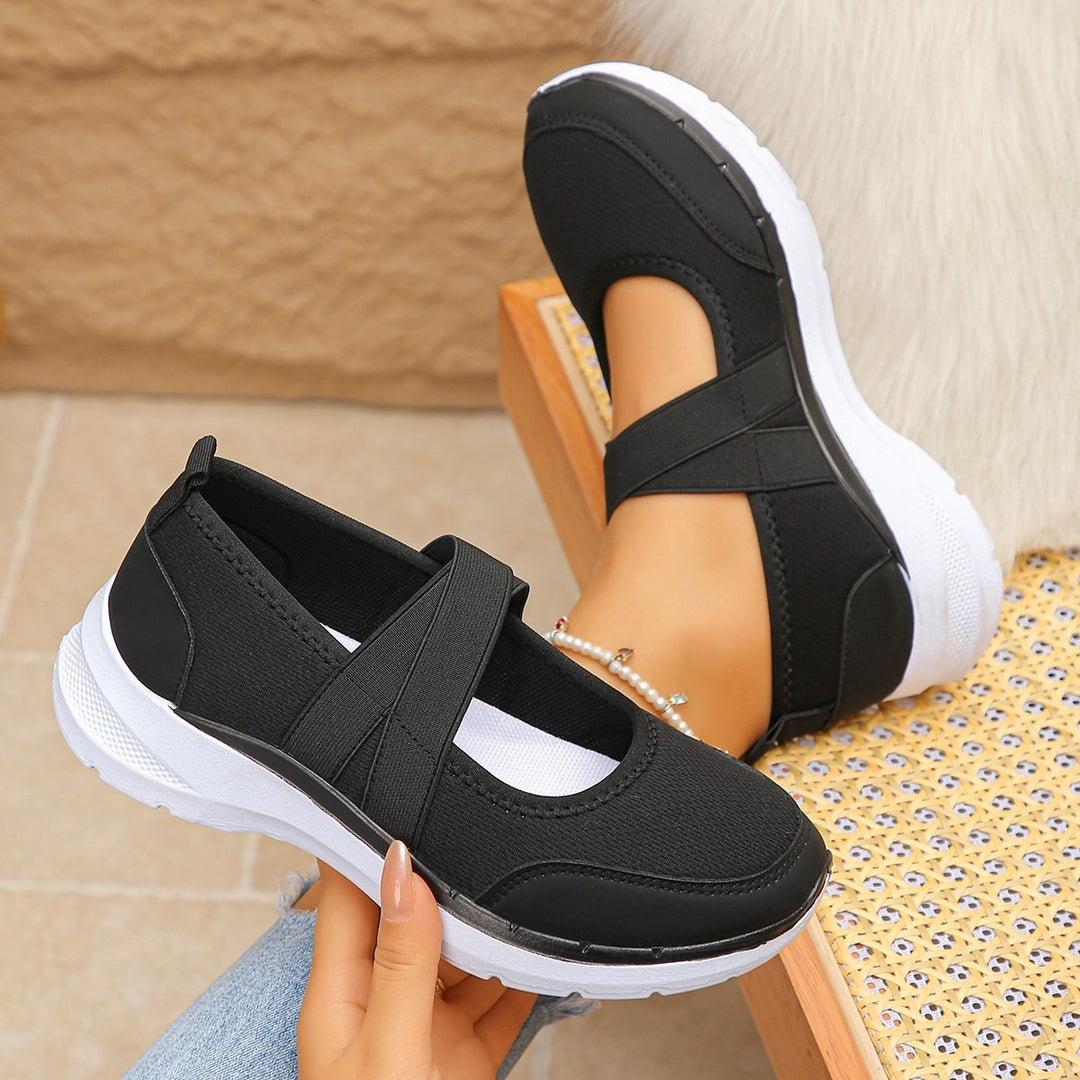 Damen Sportive Mary-Jane-Sneaker mit elastischem Kreuzriemen Drune