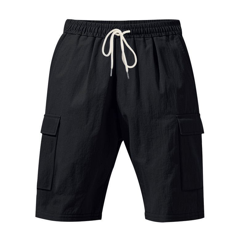 Herren nan Reise- und Outdoor-Bermuda mit elastischem Kordelbund, Sicherheits-Innentasche und aufgesetzten Klappentaschen Drune