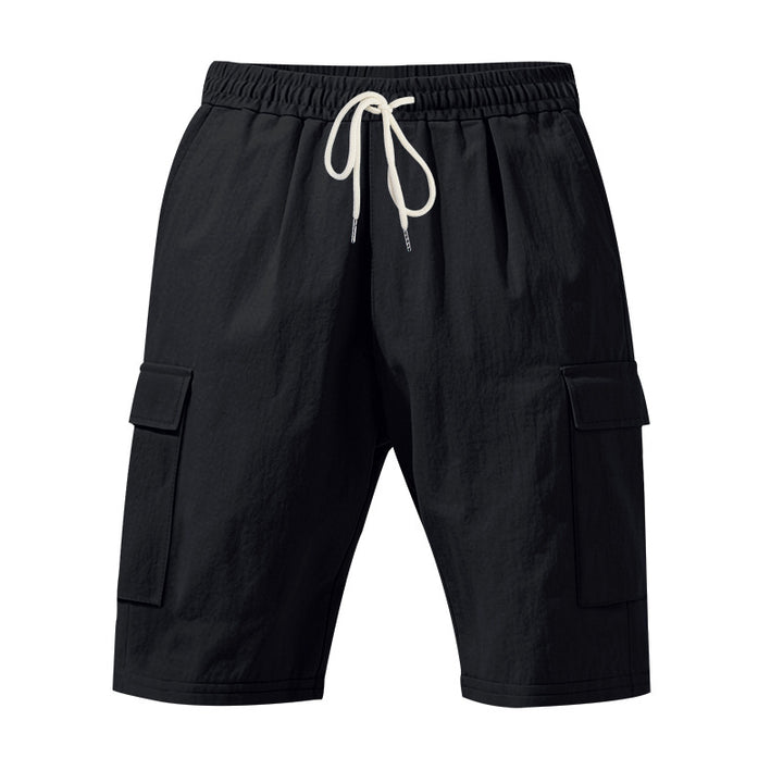 Herren nan Reise- und Outdoor-Bermuda mit elastischem Kordelbund, Sicherheits-Innentasche und aufgesetzten Klappentaschen Drune
