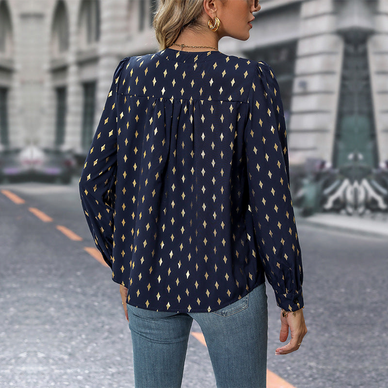 Damen Elegante Bluse mit geometrischem Muster Drune