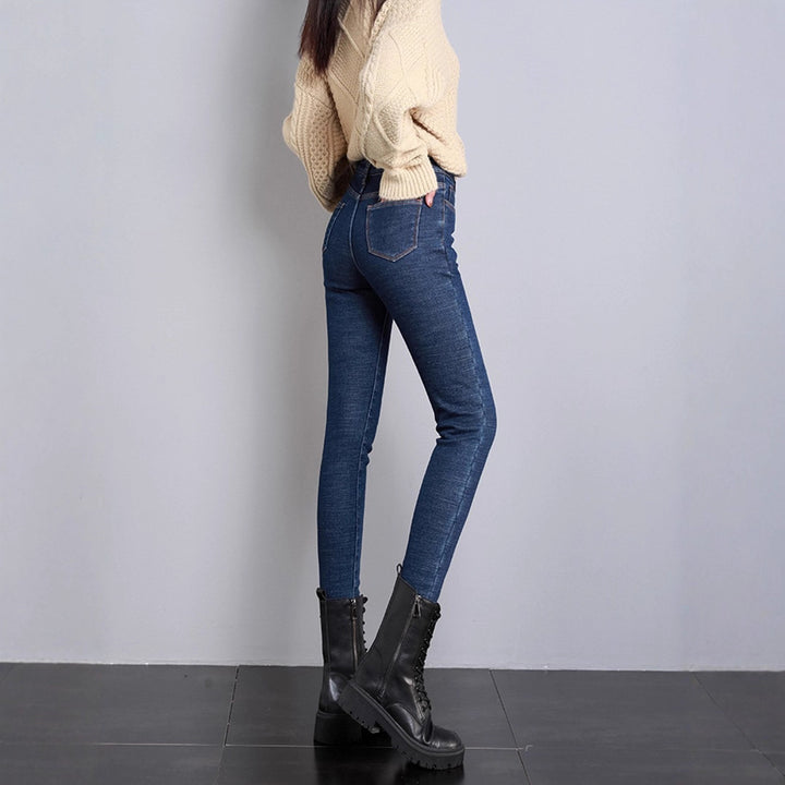 Damen nan hoch geschnittene Röhrenjeans mit formendem Stretchbund und schmalem Knöchelabschluss Drune