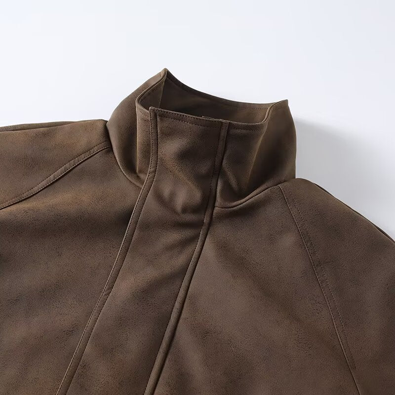 Herren Oversize Fieldjacke aus Veloursoptik mit hohem Kragen, Pattentaschen und elastischem Saum Drune