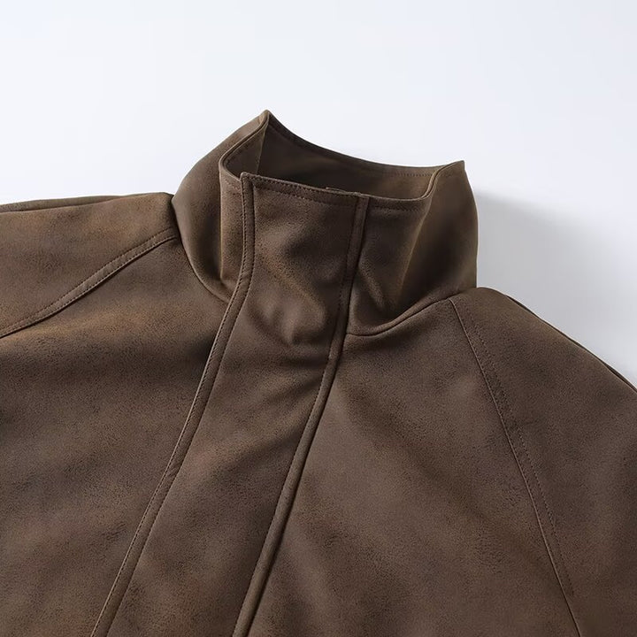 Herren Oversize Fieldjacke aus Veloursoptik mit hohem Kragen, Pattentaschen und elastischem Saum Drune