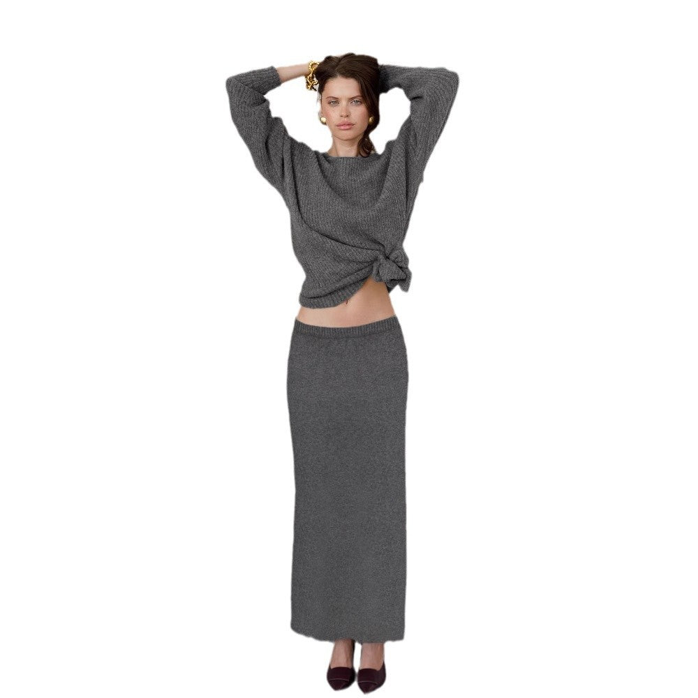 Damen eleganter, figurbetonter Midi-Rock aus hochwertiger Wollmischung Drune