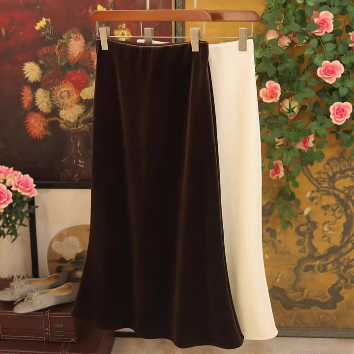 Damen Eleganter Maxirock aus hochwertigem Satin Drune