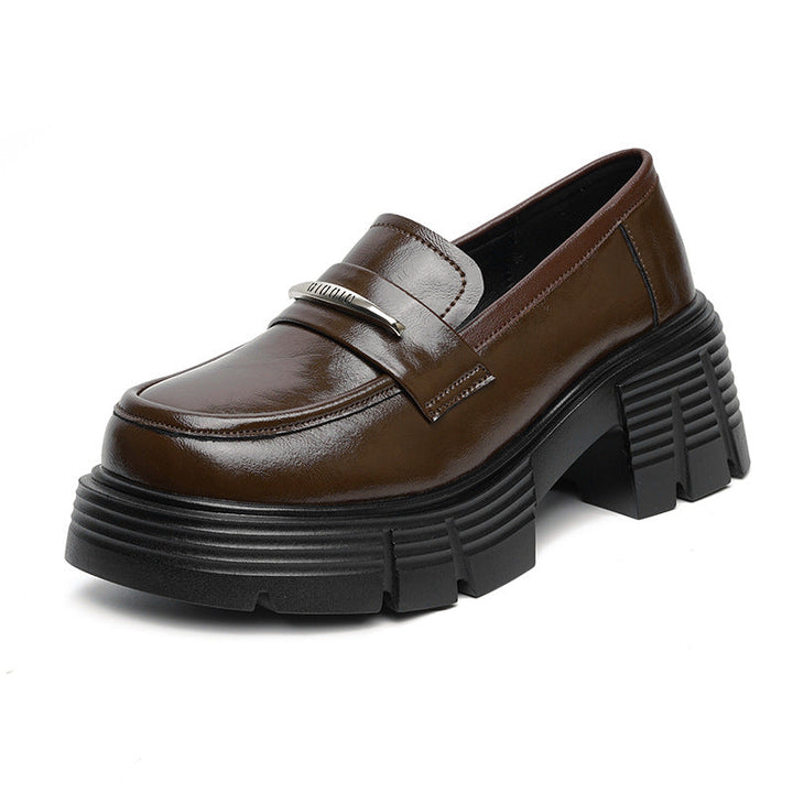 Damen Modische Loafers mit klobigem Absatz und glänzenden Applikationen Drune