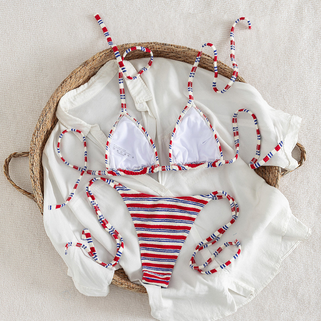 Damen Triangel-Bikini mit verspieltem Streifenmuster Drune