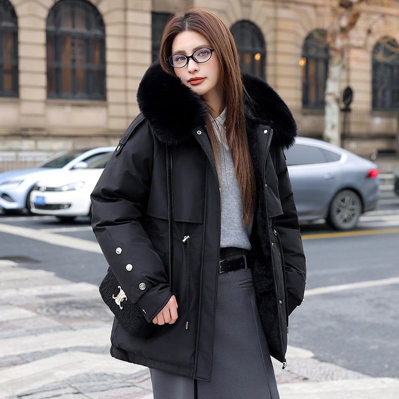 Damen Modischer Pufferparka mit luxuriösem Kunstfellkragen und praktischen Taschen Drune
