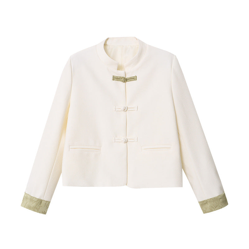 Damen elegante Kurzjacke mit dekorativen Knöpfen Drune
