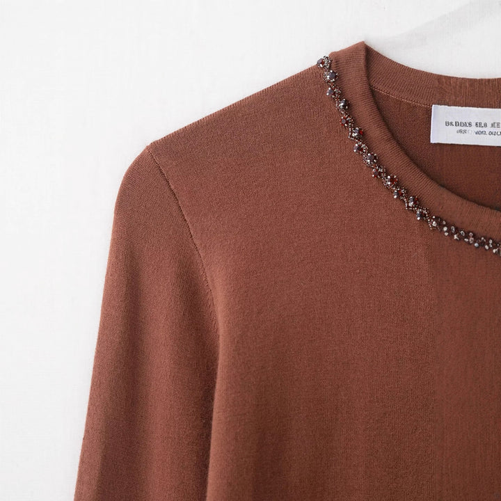 Damen modischer Strickcardigan mit eleganter Perlenverzierung Drune