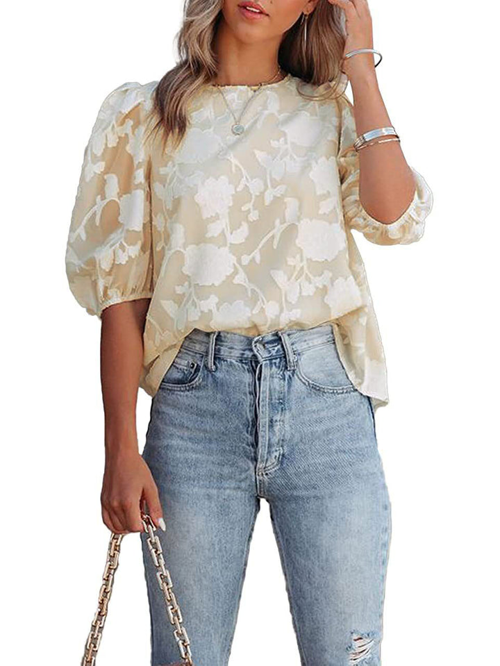 Damen Blumenbestickte Bluse Drune