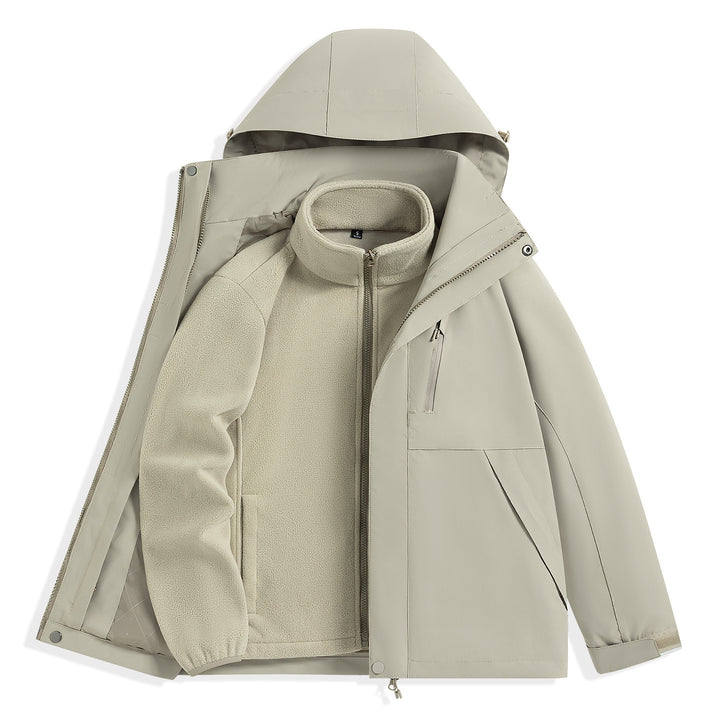 Herren zweilagiger Outdoorparka mit herausnehmbarer Fleece-Innenjacke und Kapuze Drune