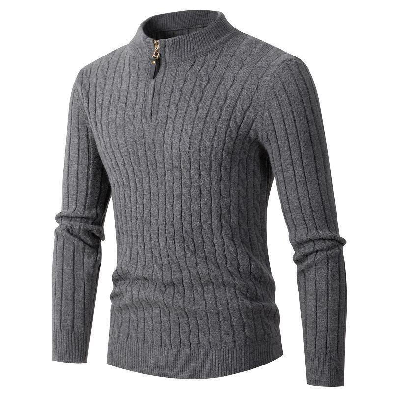 Herren Feiner Zopfstrick‑Halbzip‑Mockneck‑Pullover Drune