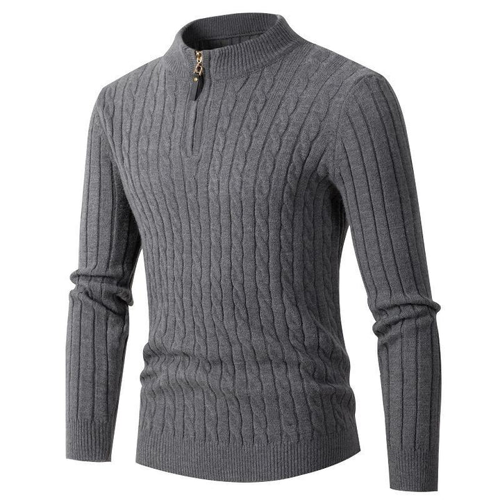Herren Feiner Zopfstrick‑Halbzip‑Mockneck‑Pullover Drune