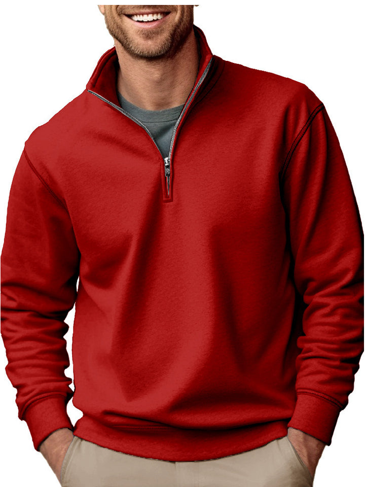 Herren nan Halbzip-Sweatshirt mit Stehkragen und weichem Fleece-Innenfutter Drune