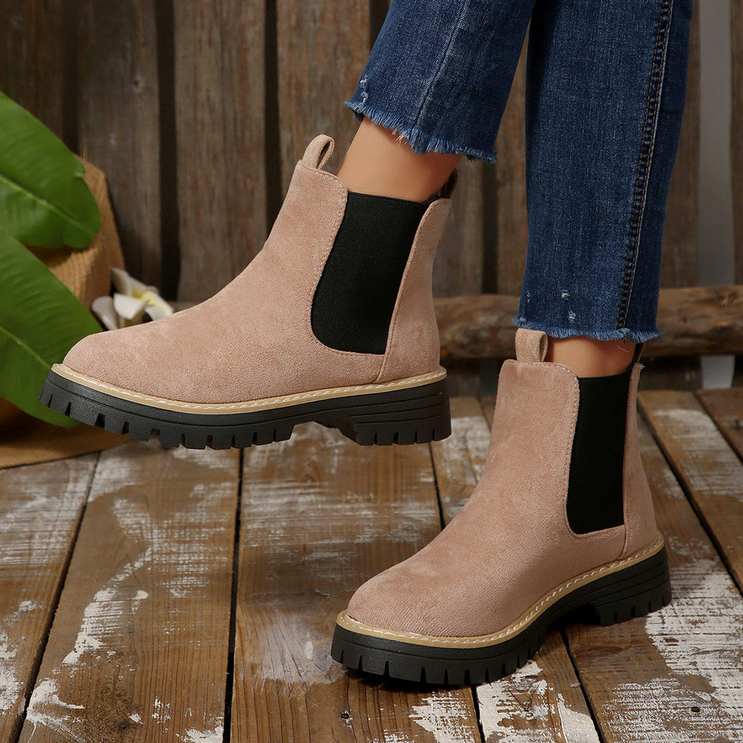 Damen nan Chelsea-Boots mit profilierter Traktorsohle und elastischen Seiteneinsätzen Drune