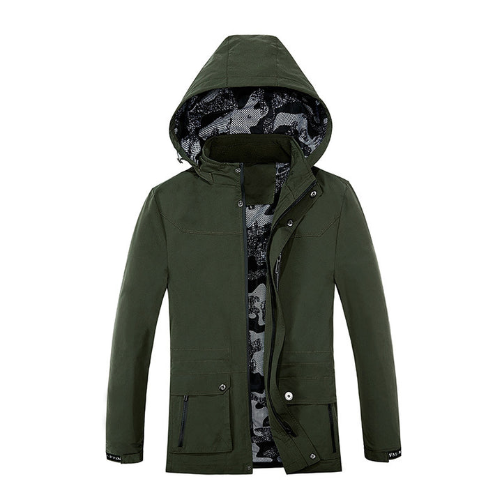 Herren leichter Fieldparka mit Kapuze camouflage-gepolsterter Innenverkleidung und Multifunktions-Taschen Drune