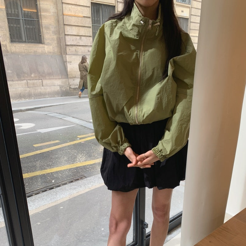 Damen leichte Windjacke mit voluminösen Ärmeln Drune