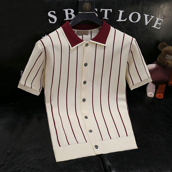 Herren Stilvolles Kurzarm Strickhemd Drune