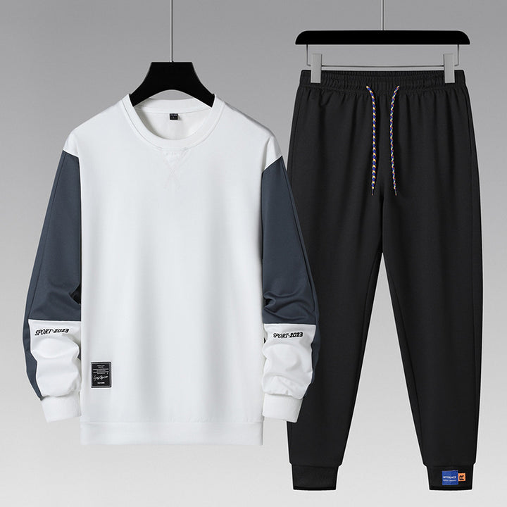 Herren sportliches Jogginganzug-Set mit kontrastärmeln, elastischem Bund und atmungsaktivem Sweatshirt Drune