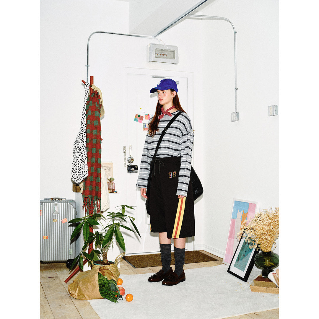 Unisex Gestreiftes Langarmshirt im maritimen Oversize‑Look mit Rippkragen Drune