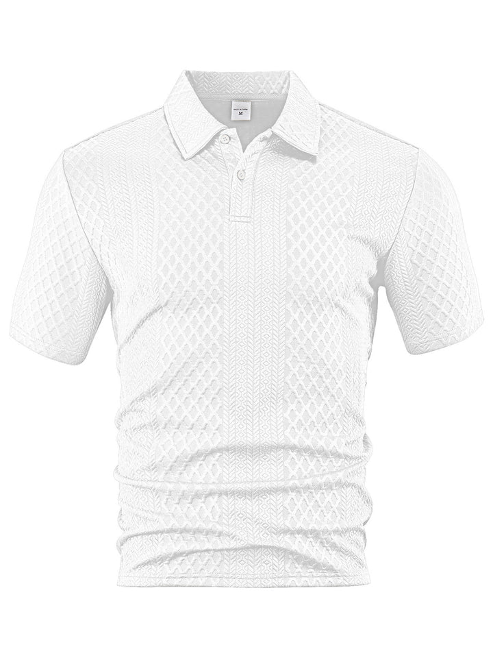Herren nan texturiertes Jacquard-Poloshirt kurzärmelig schmaler Schnitt mit Polokragen Drune