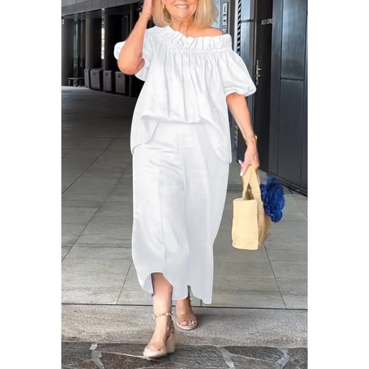 Damen luftige Sommerbluse mit off-shoulder Design und lässigen Ärmeln Drune