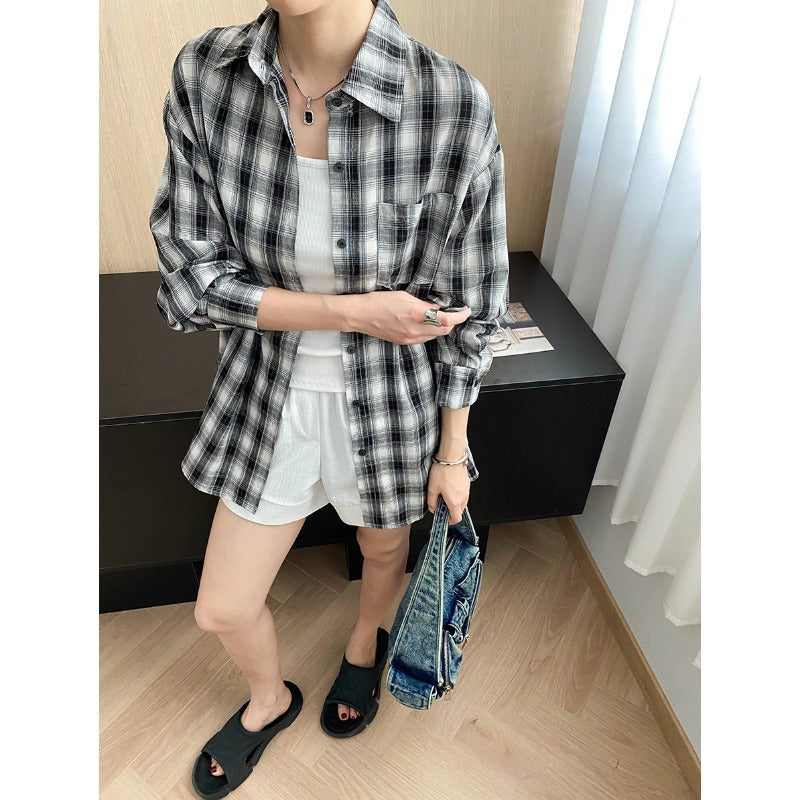 Damen lässige Karobluse mit Knopfdetails und Knotenschluss Drune