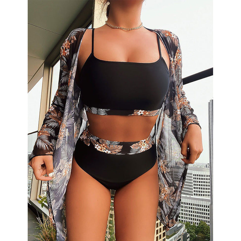 Damen Bikini-Set mit integriertem Kimono und hochtailliertem Slip Drune