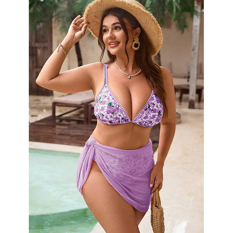 Damen Bikiniset mit floralen Akzenten und modischem Wickeltuch Drune
