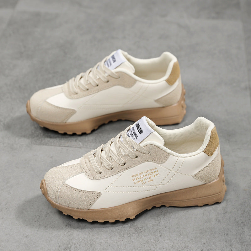 Damen nan leichte Retro-Laufsneaker aus Lederimitat und Velours mit gepolsterter Fersenstütze und rutschfester Profilsohle Drune