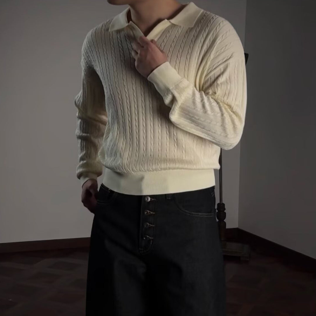 Herren Modischer Strickpullover mit V-Ausschnitt Drune