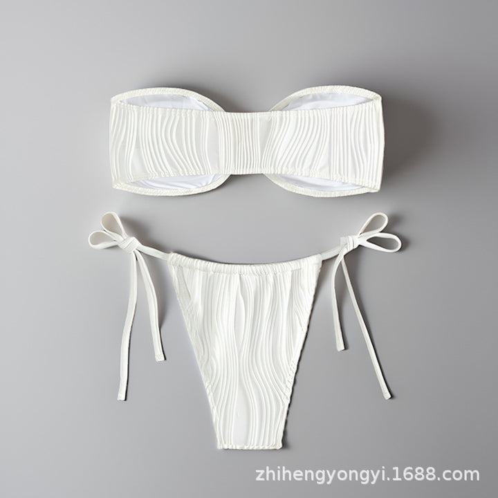Damen Bandeau-Bikini mit dekorativem Muschelverschluss Drune