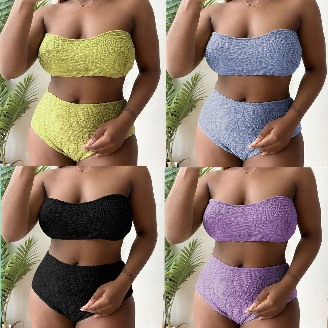 Damen Hoch tailliertes Bustier-Bikini-Set mit Rüschen-Design Drune