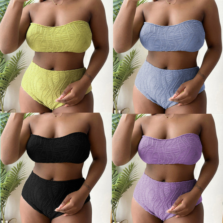 Damen Hoch tailliertes Bustier-Bikini-Set mit Rüschen-Design Drune