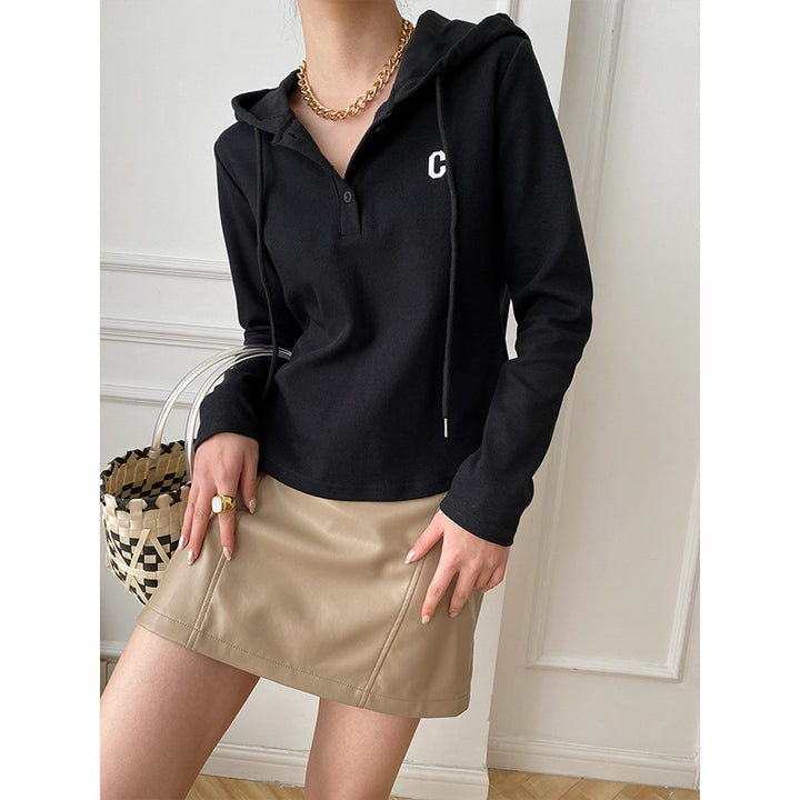 Damen Hoodie mit Knopfleiste und lässigem Schnitt Drune
