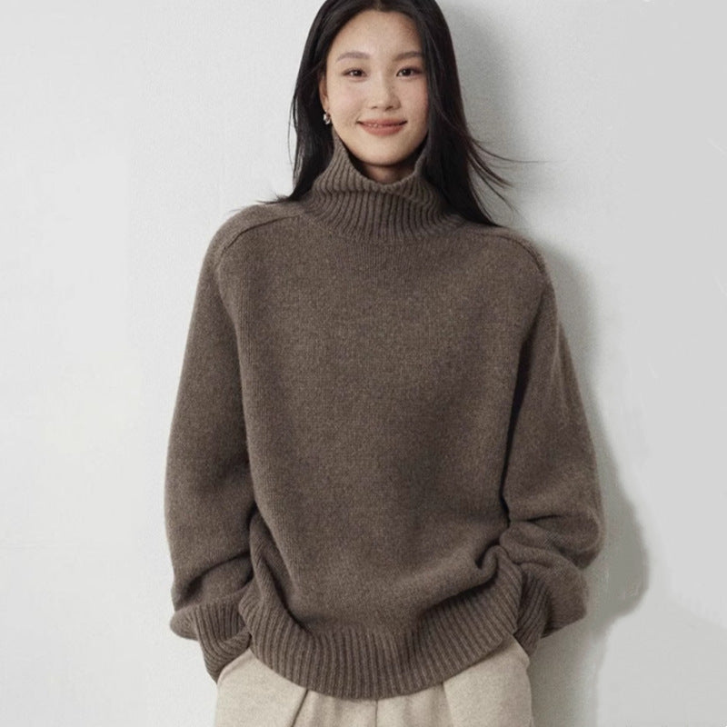 Damen Rollkragenpullover aus feinem Wollmix mit geradem Schnitt und breitem Rippkragen Drune