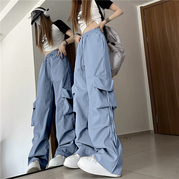 Damen Cargo-Hose im urbanen Stil mit seitlichen Taschen und elastischem Bund