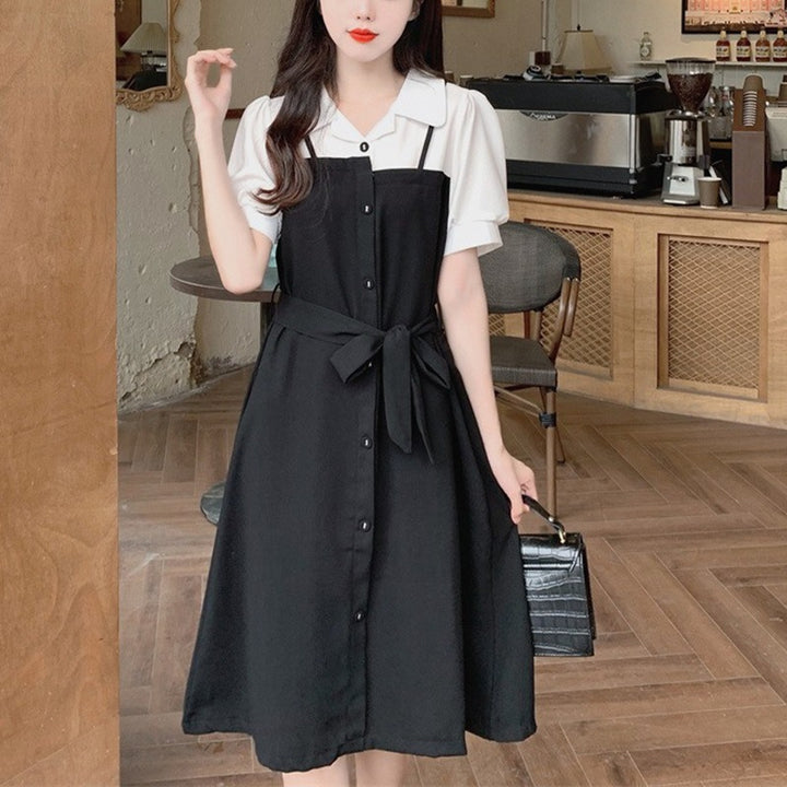 Damen Hemdblusenkleid mit tailliertem Schnitt und Knopf-Details