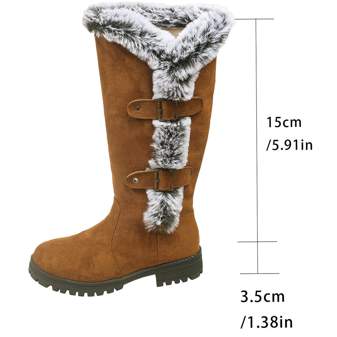 Damen Winterstiefel mit kuscheligem Kunstfellkragen und rutschfester Sohle Drune
