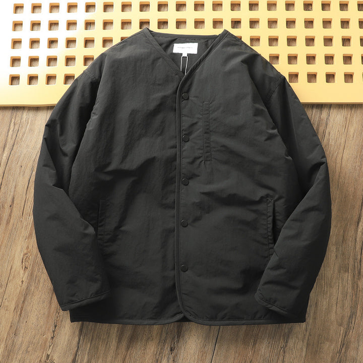 Herren Leicht wattierte Thermo-Linerjacke mit Druckknopfverschluss und gerundetem Saum Drune