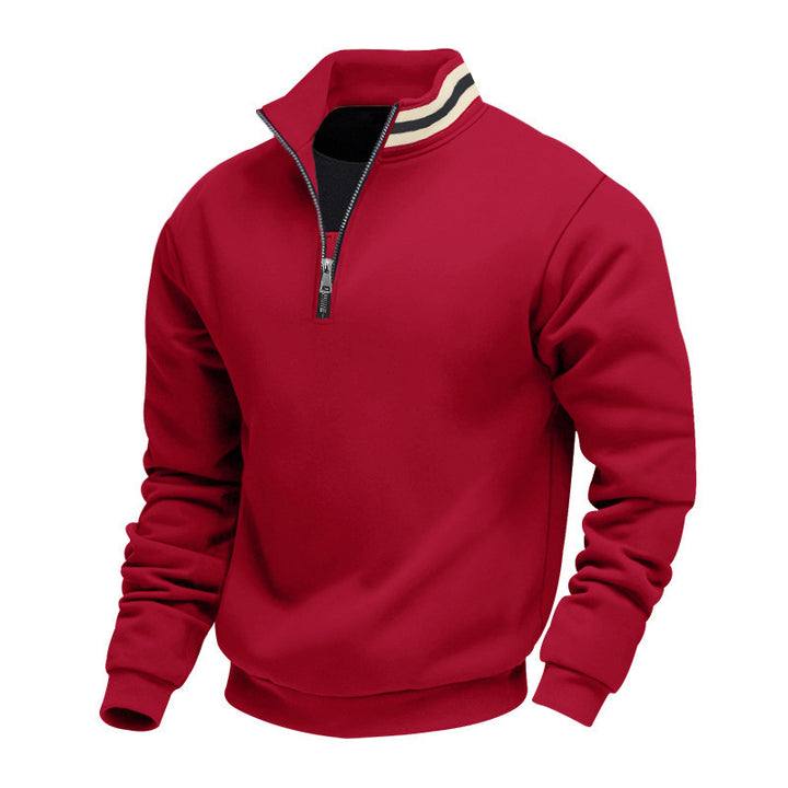 Herren nan Halbzip-Sweatshirt mit sportivem Ringkragen und weichem Fleece-Innenfutter Drune