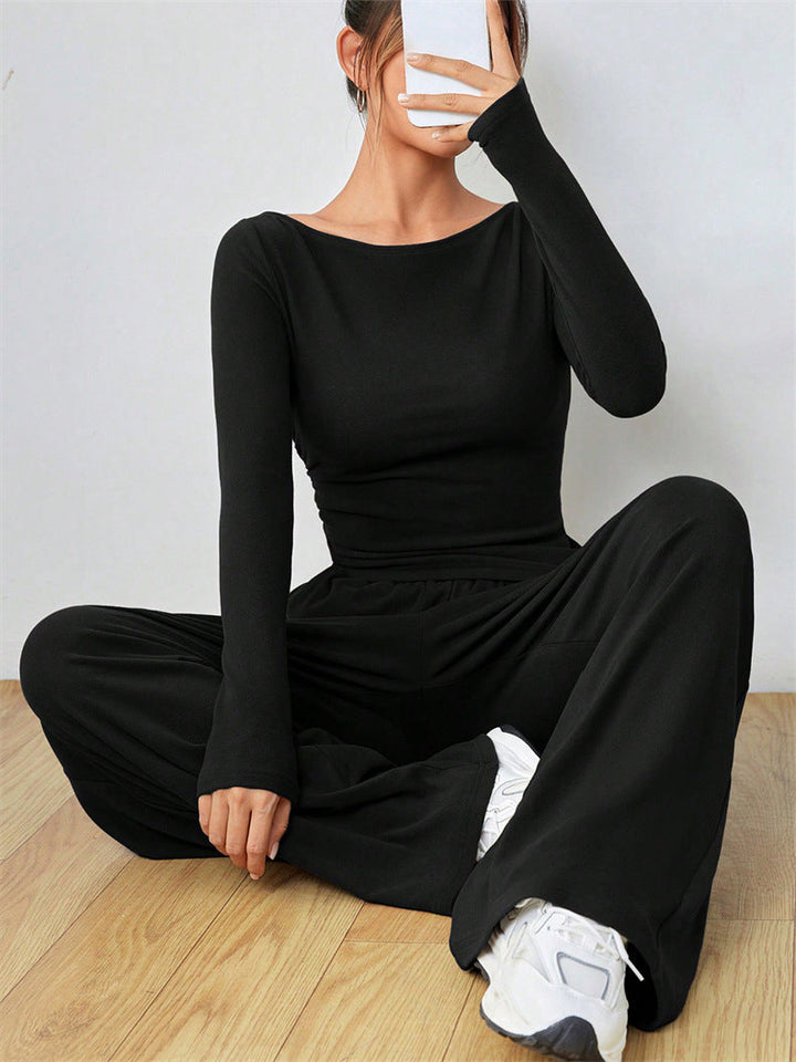 Damen Lässiges Oberteil und weite Hose Set Drune