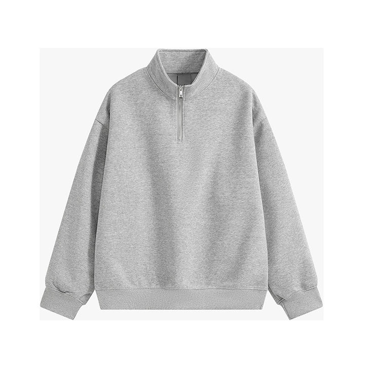 Unisex oversized Halbzip-Sweatshirt mit Stehkragen, Rippbündchen und weichem Fleece-Innenfutter Drune