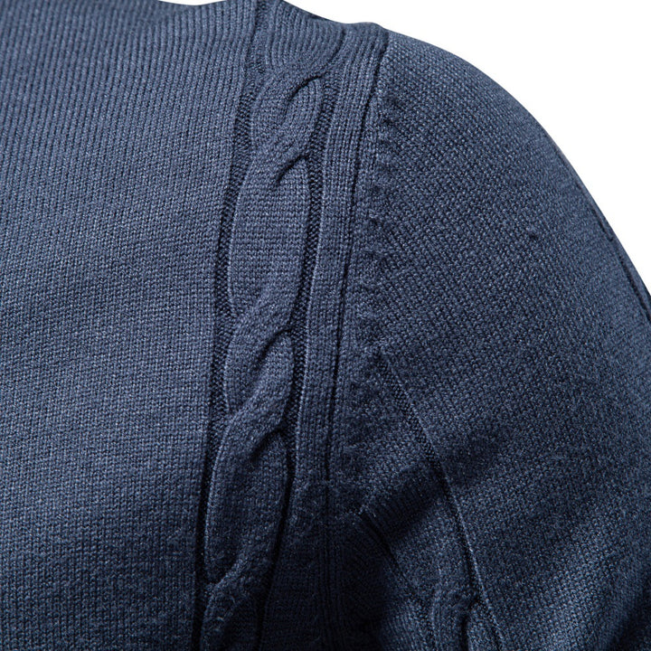 Herren Rollkragenpullover mit vertikalem Zopfmuster und schmaler Passform Drune