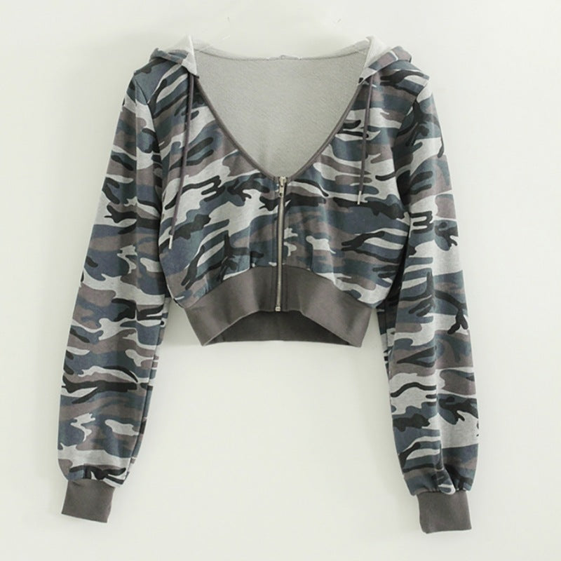 Damen sportlicher cropped Zip-Hoodie Drune