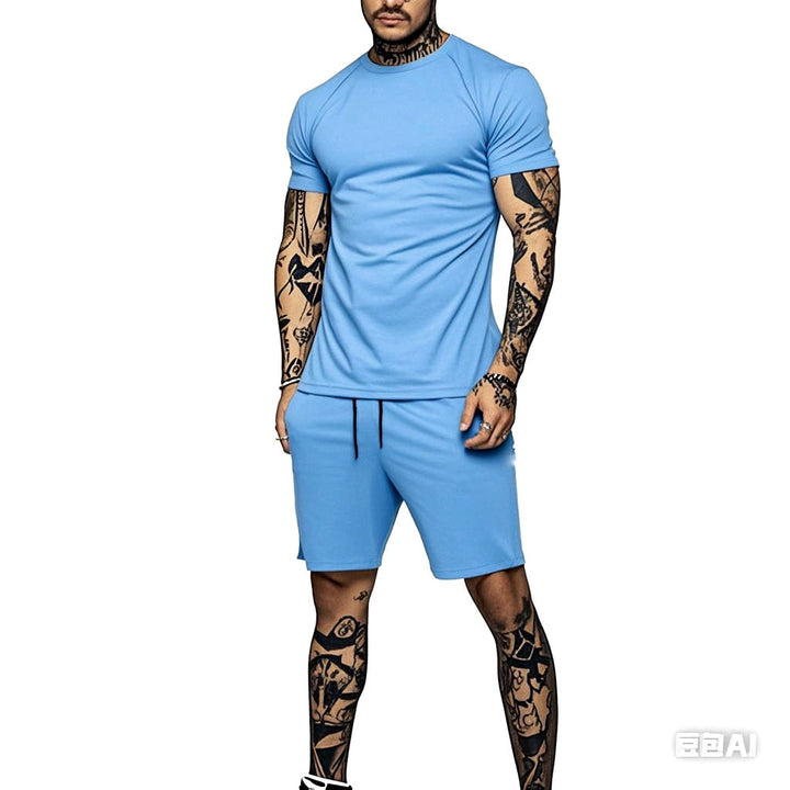 Herren Sportliches Kurzarm- und Shorts-Set mit kontrastierenden Details Drune
